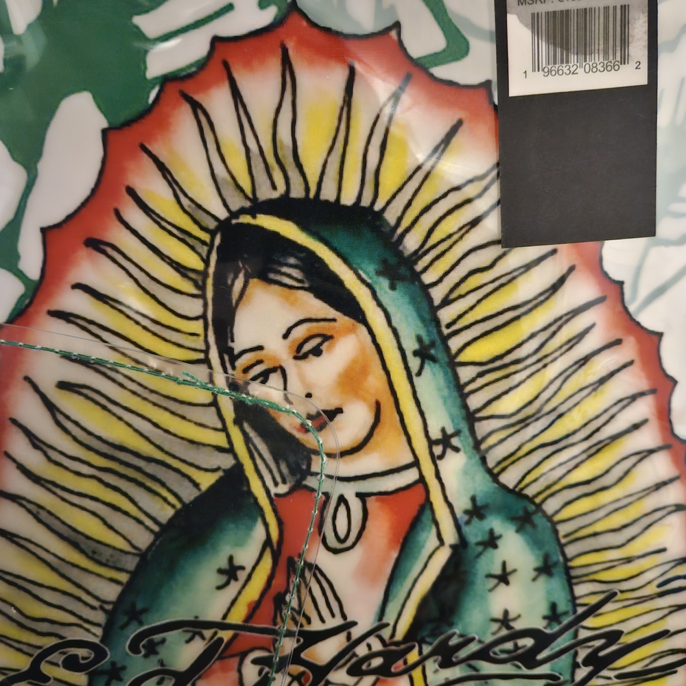 Ed Hardy Clear Tote with Green Trim and Virgen de Guadalupe Graphic - Picture 4 of 6
